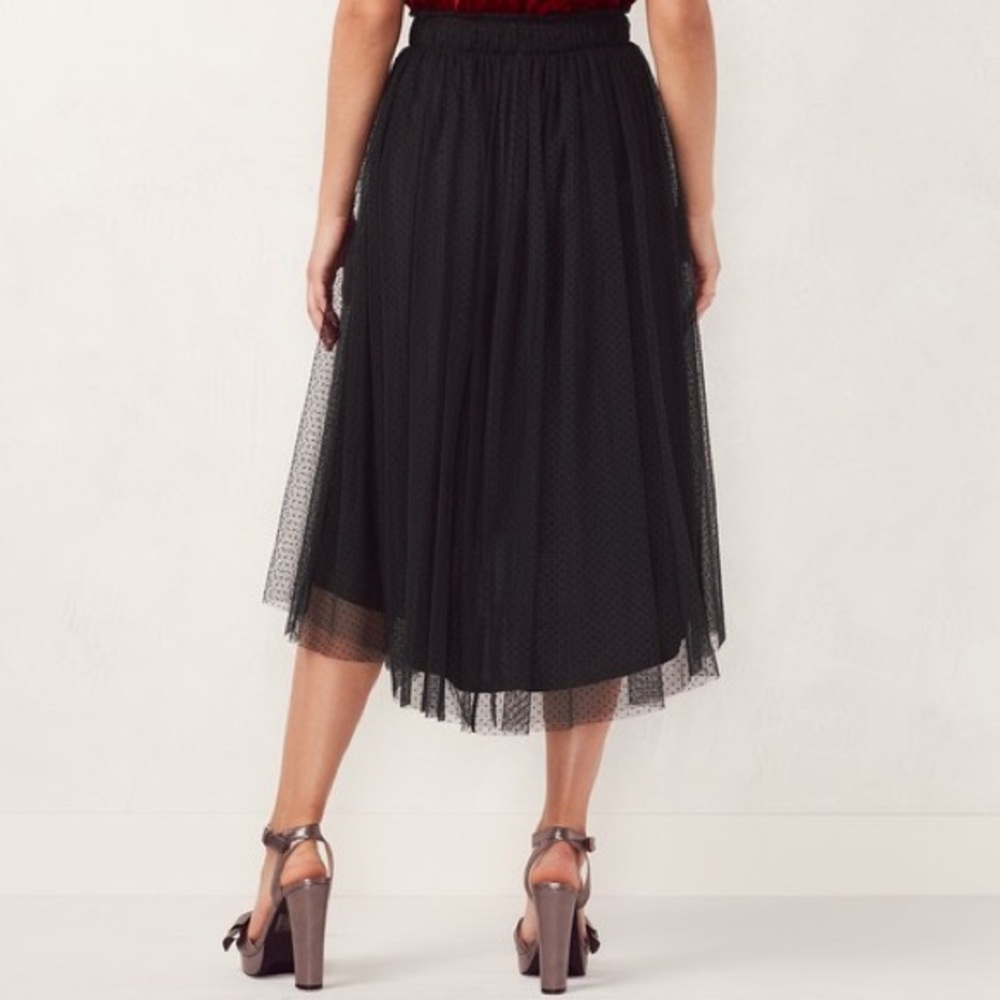 LC Lauren Conrad Black Flocked Tulle Midi Skirt - Picture 2 of 8
